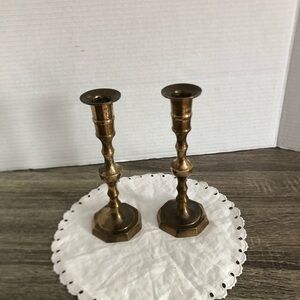 Vtg Brass Candle Holders
